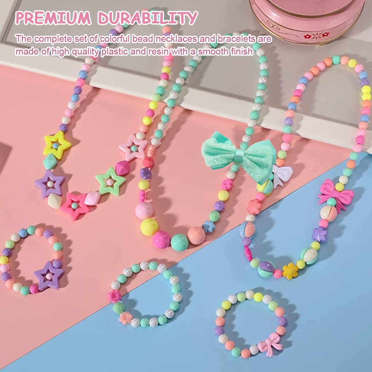 SANNIDHI® 12 Pcs Beaded Necklace Bracelet Set for Girls Combo Jewelry Set Stretch Beads Bracelets Necklaces for Girls Kids Baby Toddler Gift Princess Party Dress Up Cosplay Accessories SANNIDHI® 12 Pcs Beaded Necklace Bracelet Set for Girls Combo Jewelry Set Stretch Beads Bracelets Necklaces for Girls Kids Baby Toddler Gift Princess Party Dress Up Cosplay Accessories